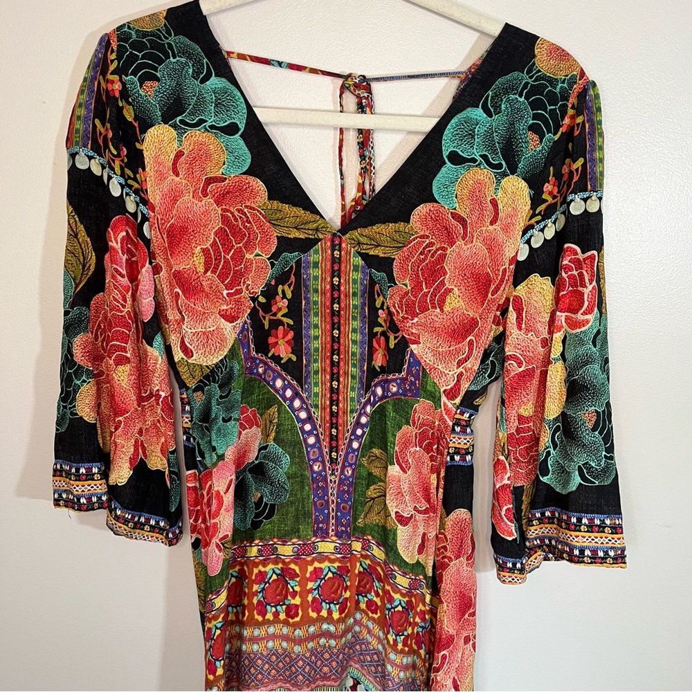 Farm Rio Rosario Bell Sleeve Lightweight Floral Boho Maxi Dress Size S - Picture 3 of 11